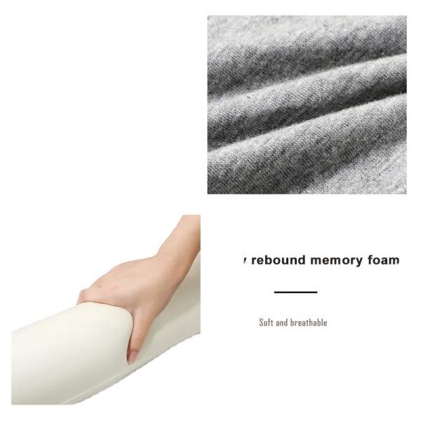 Polyester/Cotton Twist Memory Foam Travel Pillow for Airplane Neck Support 62*10*10CM