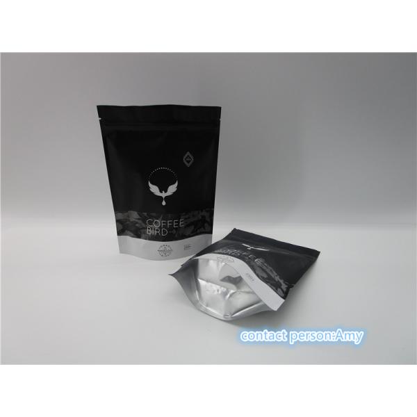Custom printed matte black coffee bag packaging pouch / sachet