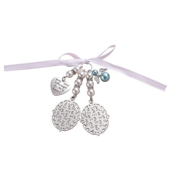 Sublimación en blanco de plata conmemorativa de bodas personalizadas Bouquet de fotos con perlas