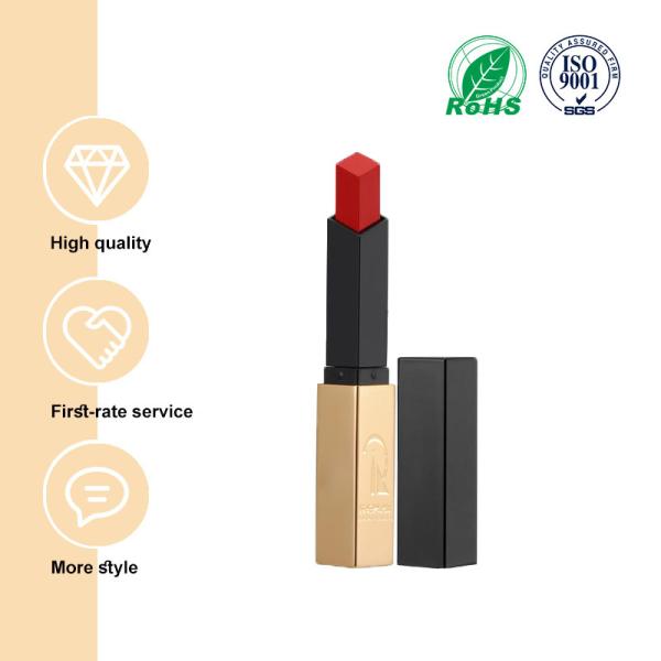 Slender Lip Balm Tubes 3.5g Red Square Lipstick Metal Like Exterior