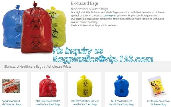 Laboratory super large sterile Biodegradable Compostable Recyclable Reusable disposable Autoclavable Biohazard Bags