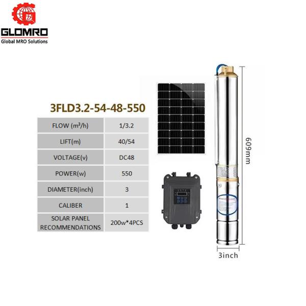 Solar Agricultural Water Pumping System DC96 4 Inch 1500w OEM 304 Stainless Steel