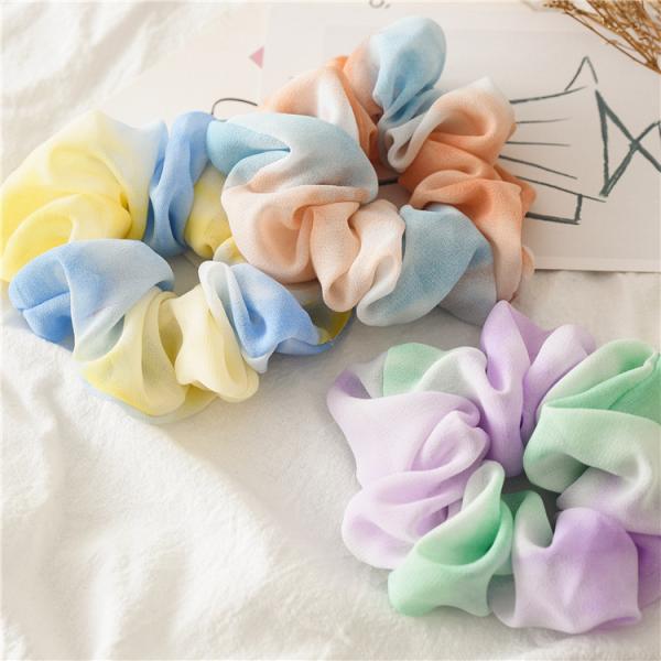 Chiffon tie-dye hairband thin curly hair scrunchie rubber band fabric headstring hair accessories