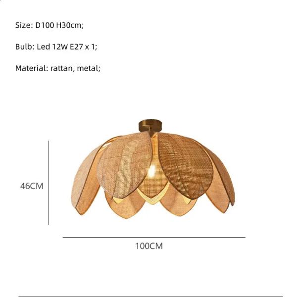 Restaurant Lighting Living Room Parlor Bar Decor Japanese Wicker Art Petal Pendant Light(WH-WP-141)