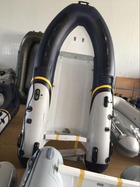 Aluminum hull 3 person inflatable boat with big bow locker in PVC or Hypalon