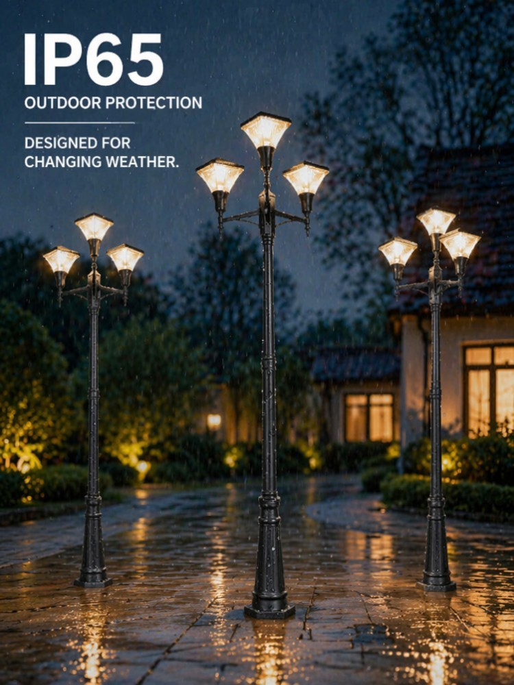 Aluminum Construction Solar Garden Lights 15W IP65 Waterproof LED Solar Post Lights Outdoor
