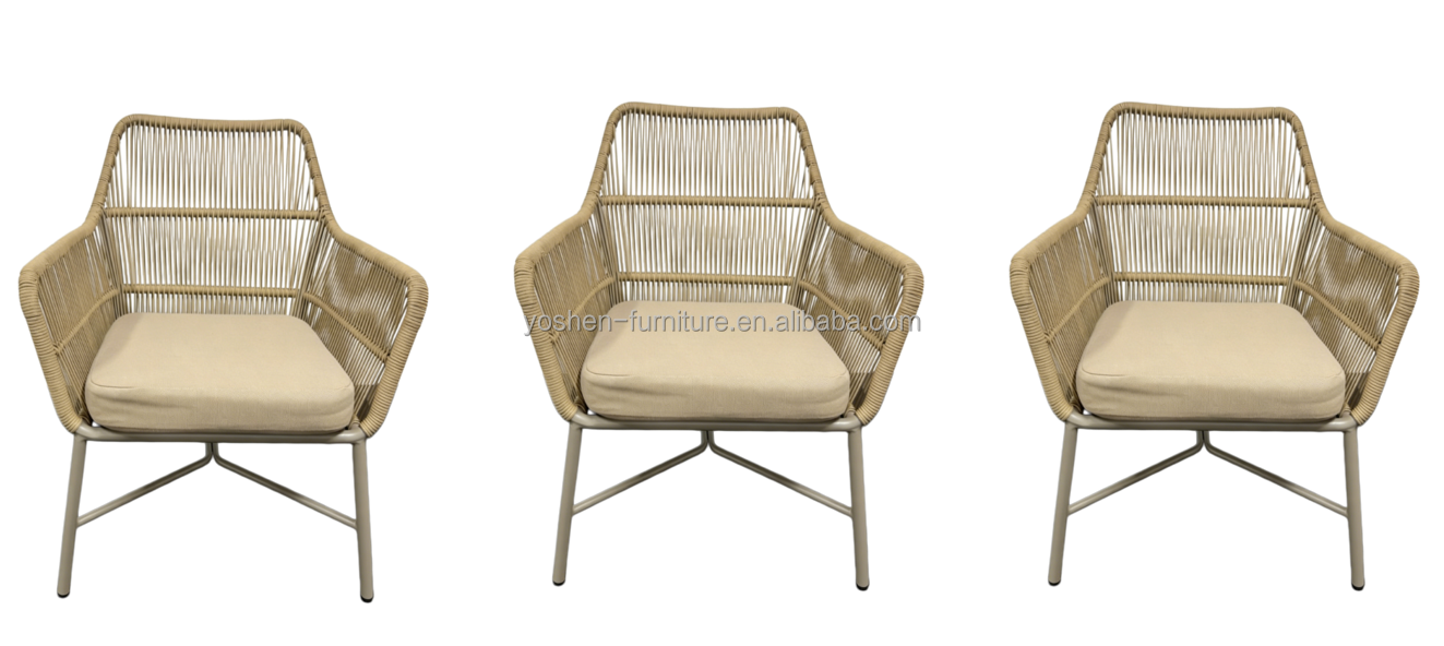 Cozy Modern Rattan Chair with Cushion & Metal Frame for Balcony Deck Garden Patio