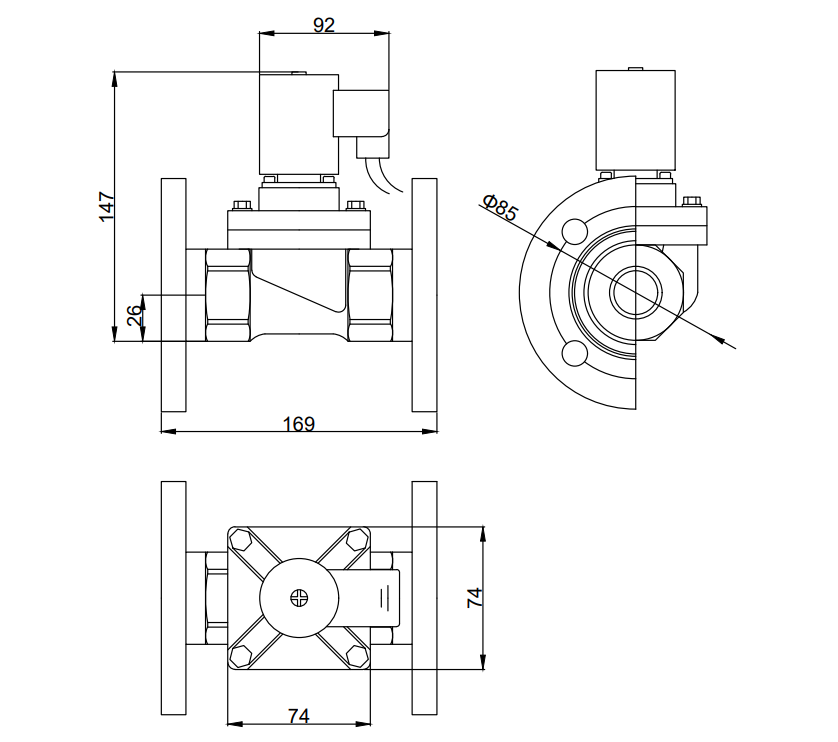 1'' DN25 Flange UPVC Solenoid Valve for Corrosive Liquid Flow Control