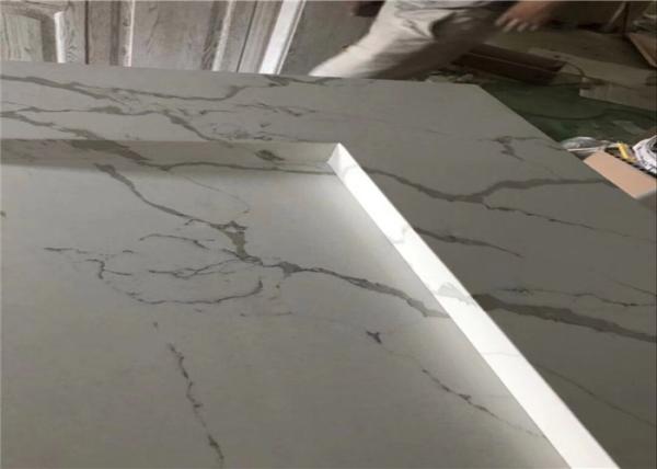 Modern House Prefab Kitchen Countertops Calacatta White Quartz Bar Top