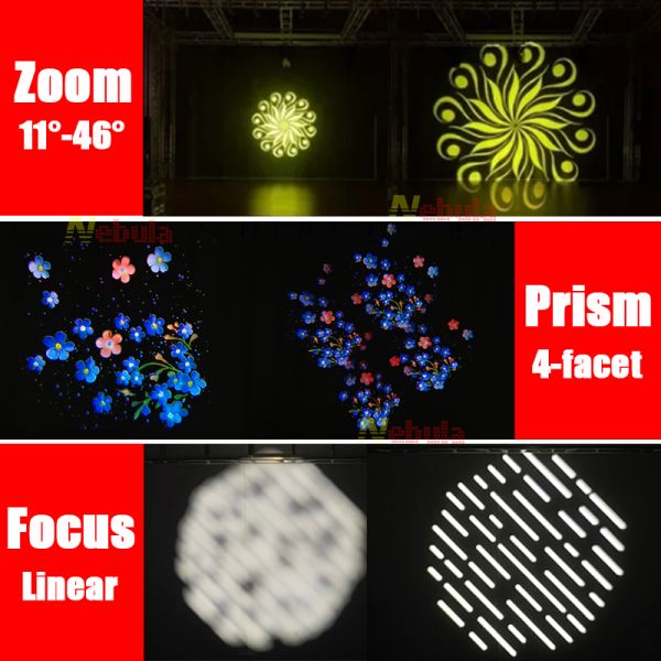 Nebula Dynamic 300w LED Gobo Zoom Image Projection Water Wave Floating Effect Light Gobo Projector