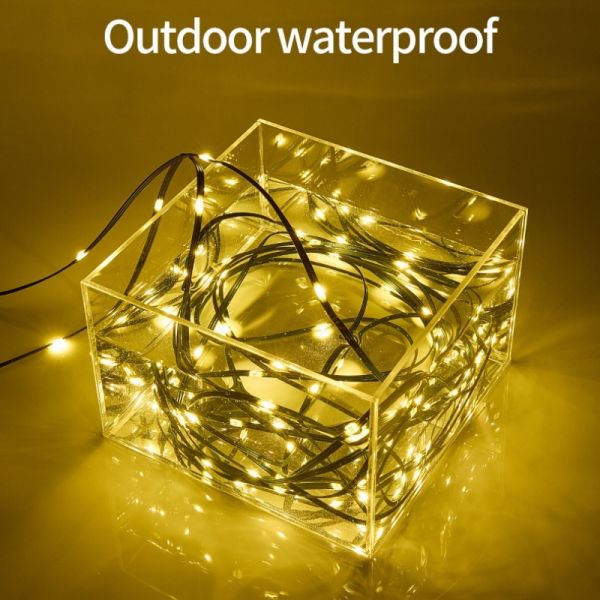LED Solar String Light With Flexible Copper Wire for Garden Bushes Trees