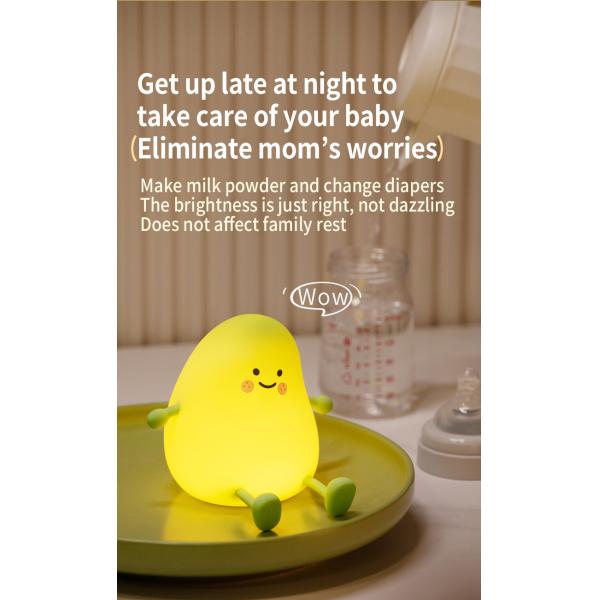 Lumière de nuit de mangue Cute enfants lampe de silicone pour enfants chambre à coucher éclairage de sommeil charge USB LED lumières de nuit