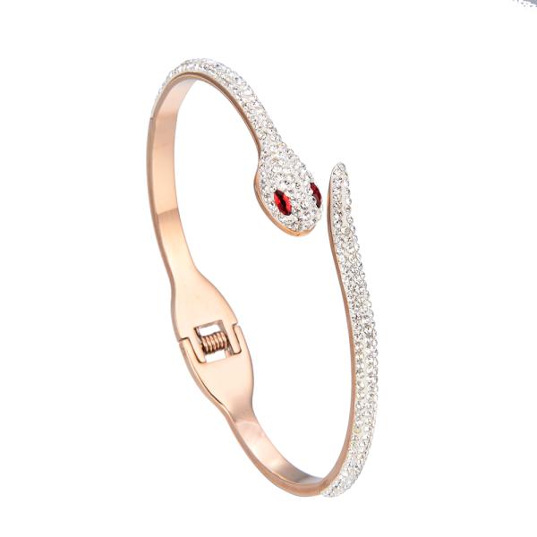 Light Luxury Stainless Steel Designer Jewelry Snake Shape Flash All Diamond Bracelet