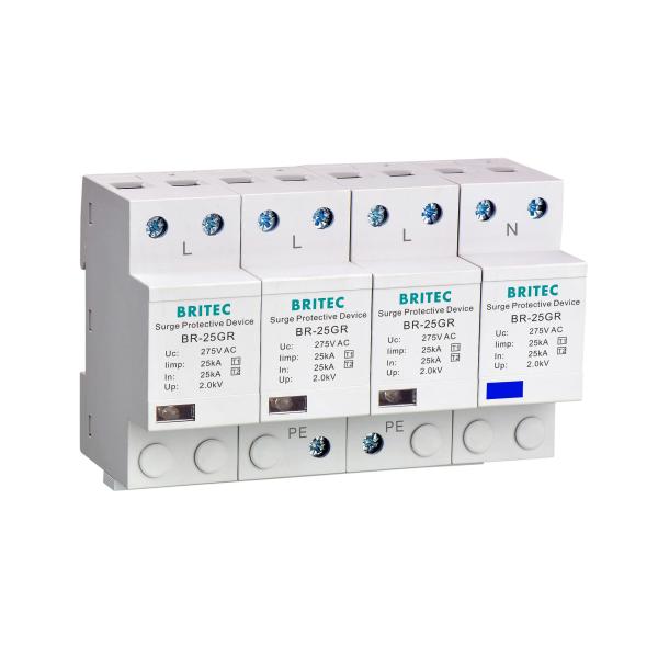 BR-25M 3P+1NPE 25kA  T1+T2 Surge Arrester B+C Low Voltage 3 Phase type 1 AC spd