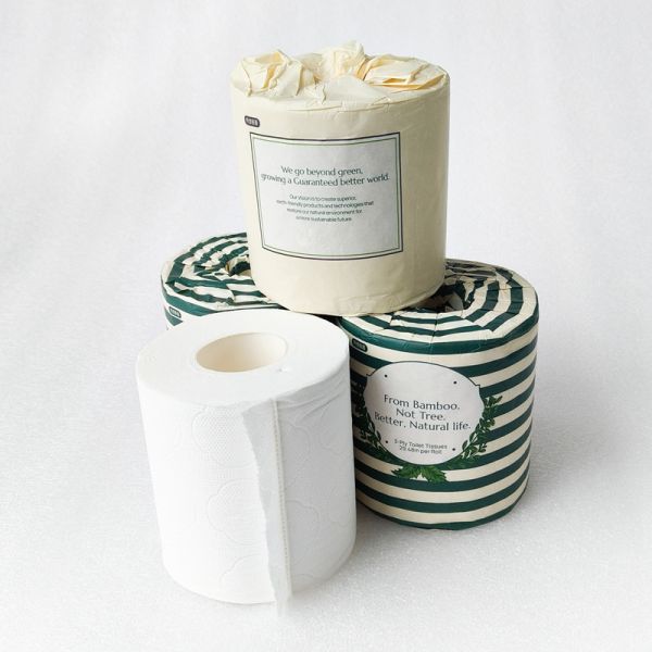 Custom 3-Ply Biodegradable Bamboo Toilet Paper Roll Soft Virgin Pulp Bathroom Tissue with Bamboo Towel Made-to-Order