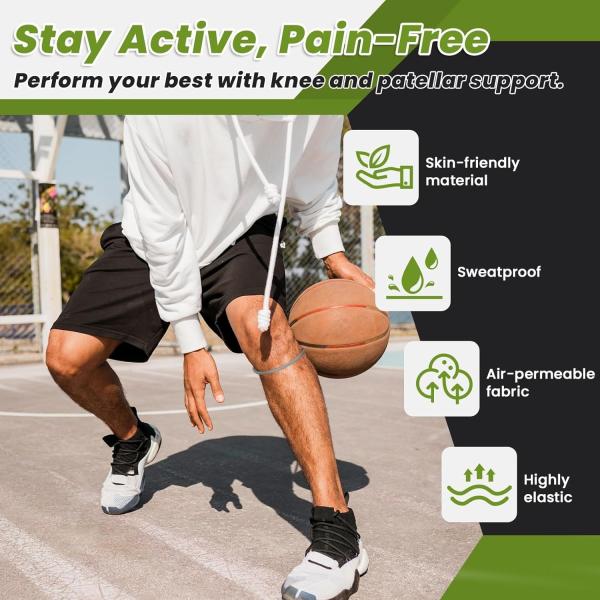 2pcs de silicona de tendón patellar de rodilla banda de rodilla para aliviar el dolor de rodilla banda de patella para baloncesto correr deportes respirable banda de apoyo de tendón patellar