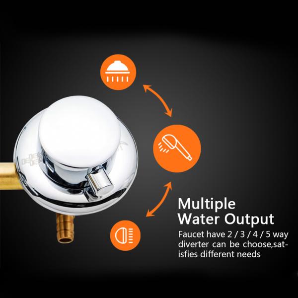 Brass Material Shower Mixer Valve , Hot Cold Mixing Valve With 2 / 3 / 4 / 5 Outlet