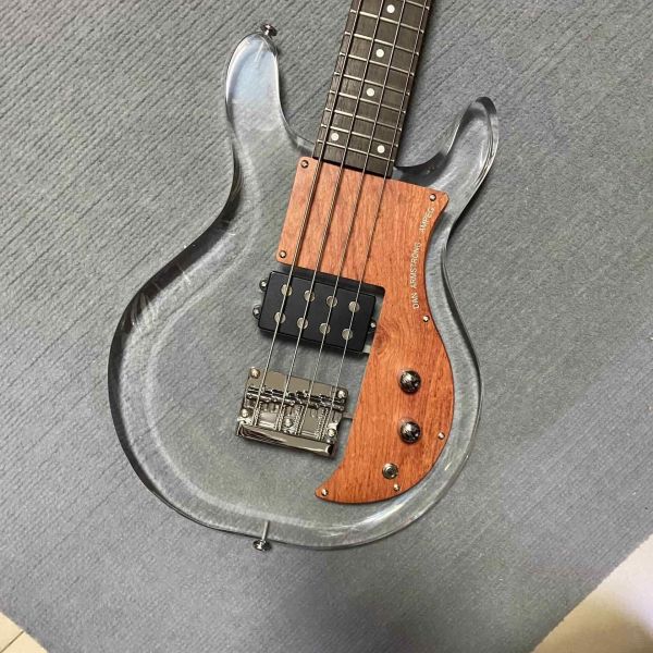Custom Dan Armstrong 4 Strings Acrylic Electric Bass Maple Neck Rosewood Fretboard w/H