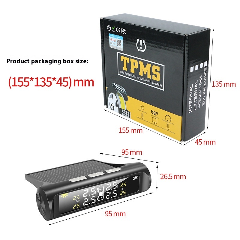 FCCEMC Solar Sensor Digital Intelligent Wireless Tyre Pressure Monitoring System D517 12V Tesla Model 3/Y Compatible 4 Sensors