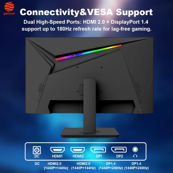 Eye Protection QHD Or UHD 25 Inch Gaming Monitor 240Hz Black Color Space Saving Design