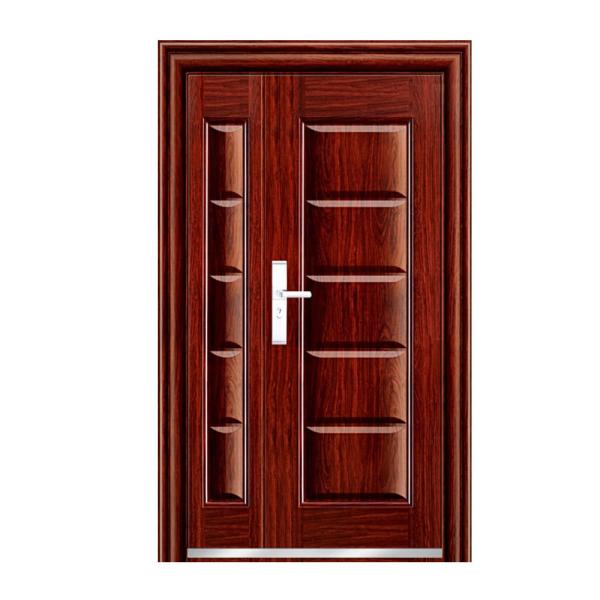 Factory Direct Sales Wood Grain Steel Main Gate Design Double Fire Door with Smart Lock