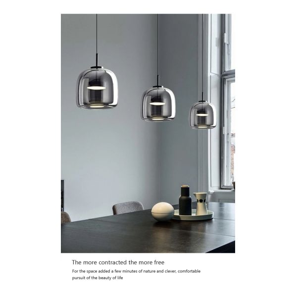 Nordic Glass Led Pendant Light Light Luxury Smoke Grey Hanging Light（WH-AP-677）