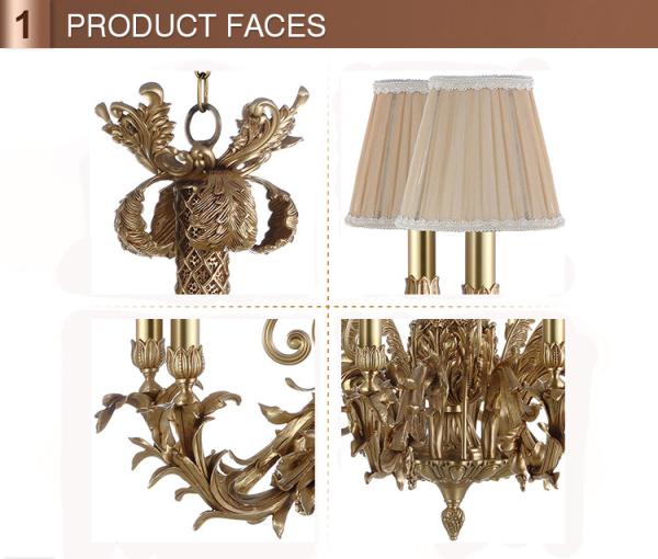 Antique brass dining room chandeliers Lighting With Lampshade (WH-PC-16)