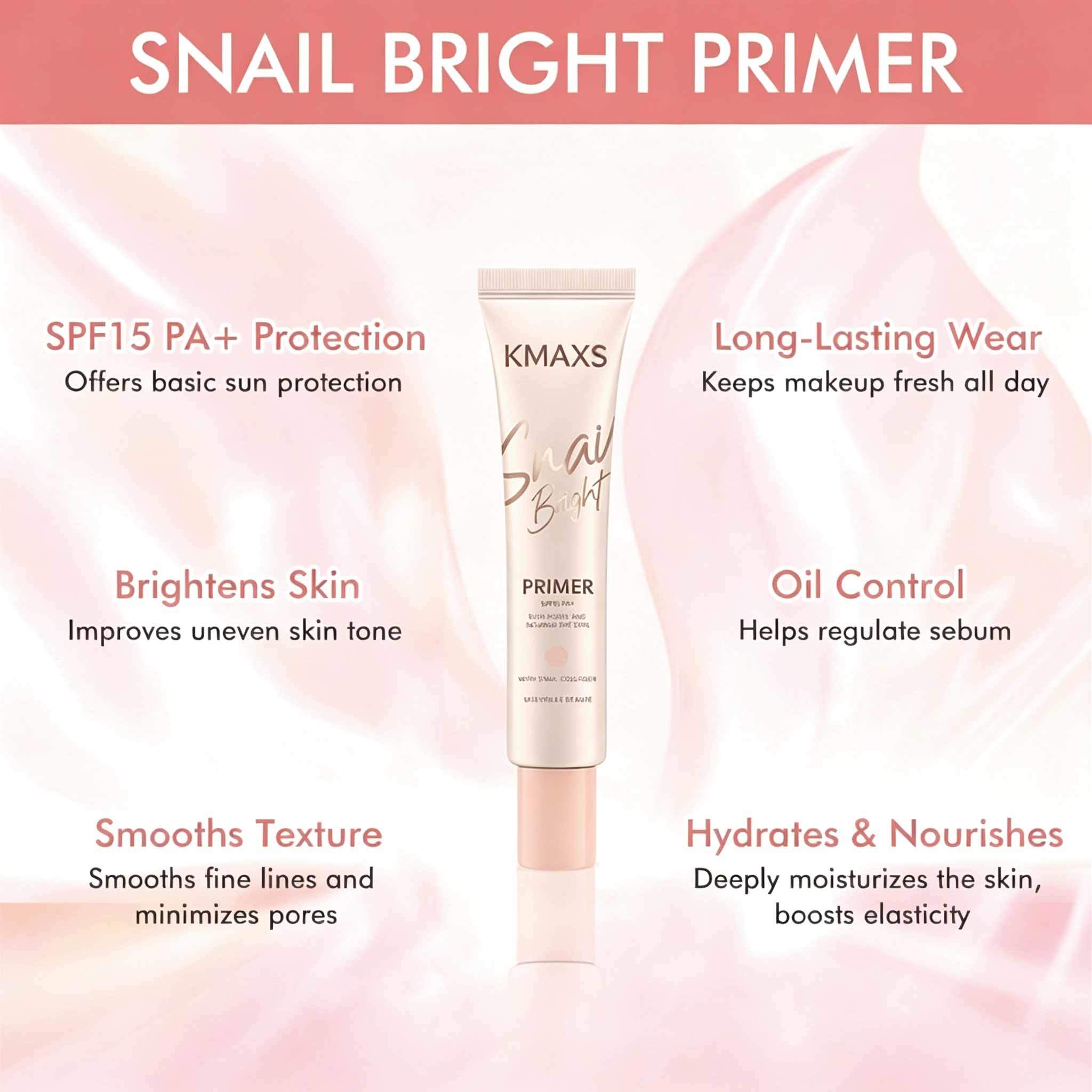Pore Minimizing Face Makup Products Snail Mucin skin Brightening Primer SPF15