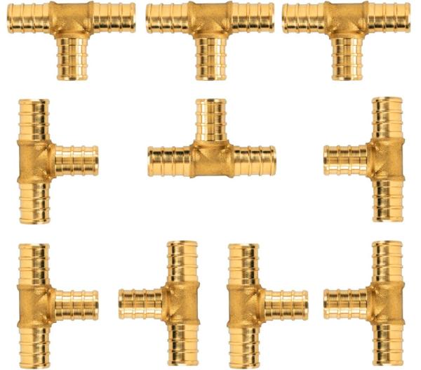 1/2 Inch Lead Free Brass Hose Barb , T PEX Tee Brass Barbed Fittings