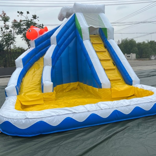 Double Dolphins Inflatable Floating Water Slide durable Large Slide with Water Pool