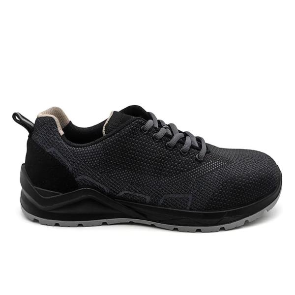 Black Steel Toe Work Shoes Fly Knit / Anti Smashing Safety Shoes