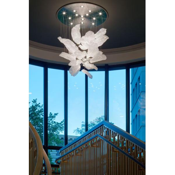 Contemporary Crystal Customized Design Lotus Flower Large Chandelier Pendant Light For Hotel Lobby