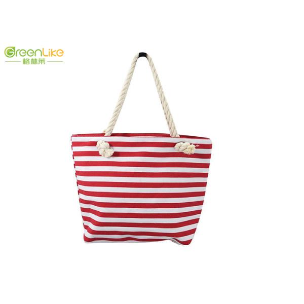 14A Canvas Cotton Tote Bags Red And White Striped Tote