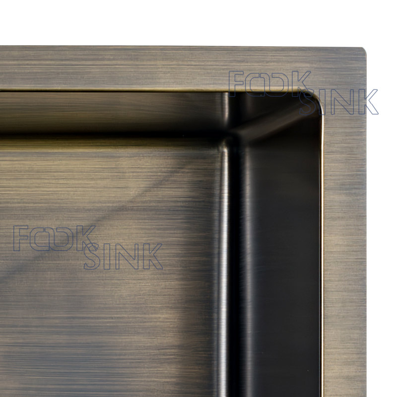 Nordic Simple SUS304 Antique Golden Stainless Steel Kitchen Sinks Art Basin Rectangular Modern Bathroom Sink Evier De Cuisine Handmade Sink manufacturer wholesale 550x450mm Sink