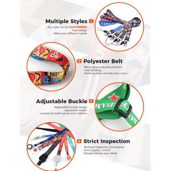 ROHS Mobile Phone Nylon Lanyard Strap ID Card Holder Keys Custom