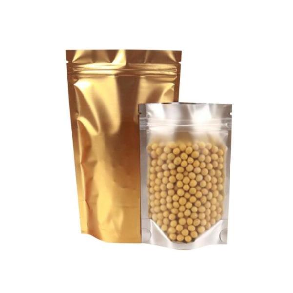 Front Clear Back Foil Plastic Food Packaging Bags With Zip Lock