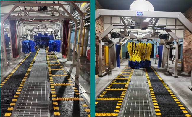 Flatbed Track Tunnel-Type Car Wash Machine 14 BRUSHES 25 METERS