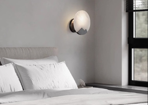 Modern wall lamp round glass bedroom bedside lamp designer light luxury lamp Nordic living room background wall lamp