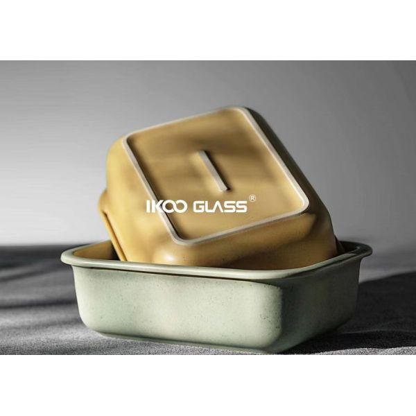 IKOO Stackable Ceramic Food Storage Container with Glass Lid