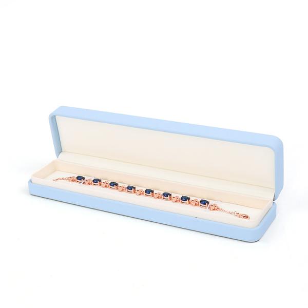 Light Blue Leather Jewelry Box for Big Jewelry Set Necklace Bracelet Earrings Ring Packaging