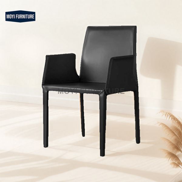 American Retro Standard Size Nordic Italian Style Villa Club Model Room Hotel Engineering Furniture Customizable Leather Dining Chair Book Chair