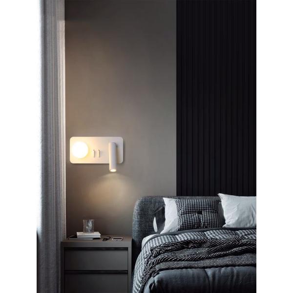White Reading acrylic ball Wall Lamp 3W +5W Interior Bedroom Bedside Desk Wall Sconce Light Fixture For Indoor Hotel