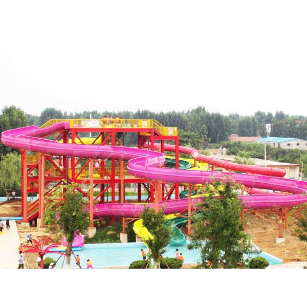 Подгонянные водные горки стеклоткани спирали цвета гальванизировали железный каркас углерода