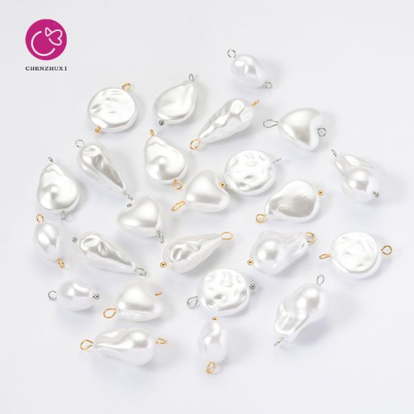 Irregular Baroque Perforated Imitation Pearl Loose Beads Connected Pendant Handmade DIY Jewelry Accessories