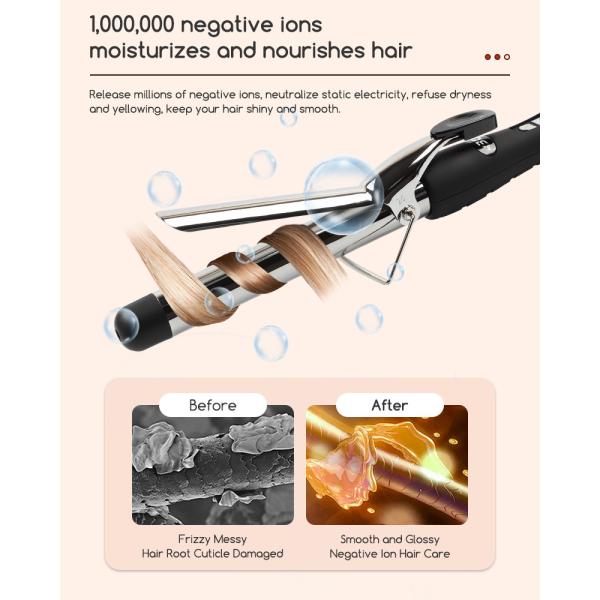 Fast Heating Electric Hair Curler Long Curling Tong Wand LCD Screen Champagne