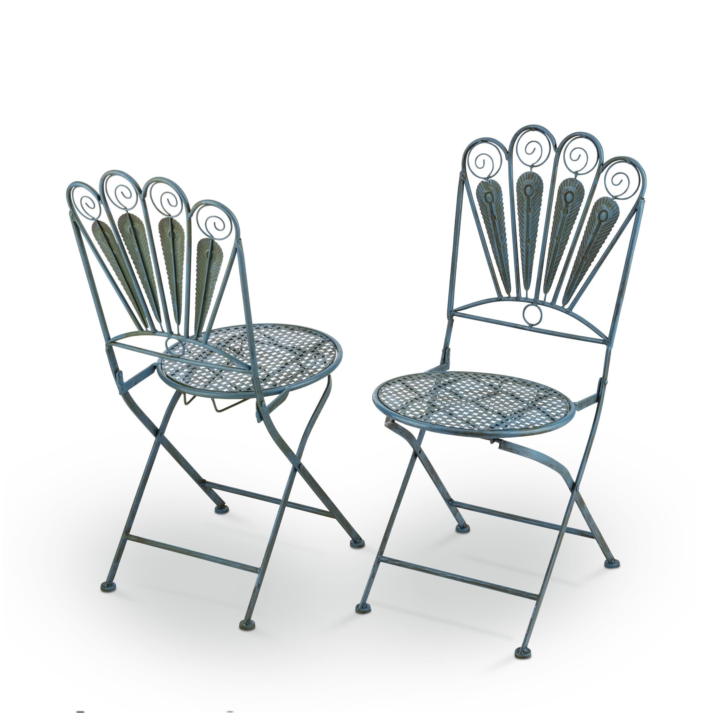 Foldable Table and Chair Patio Set Peacock-Inspired Bistro Set for Any Gathering