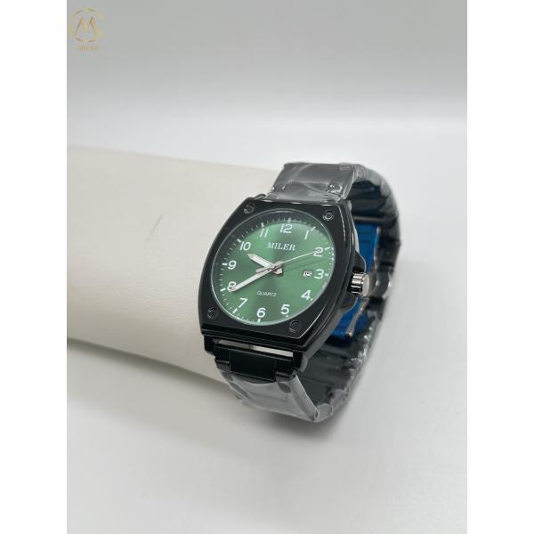High Quality Luxury Black Case Stainless Steel Strap Waterproof Quartz Watch