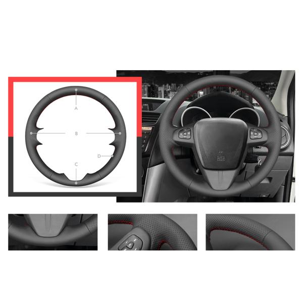 Black Hand Sewing PU Leather Steering Wheel Cover for Mazda BT-50 BT50 2012 2013 2014 2015 2016 2017 2020