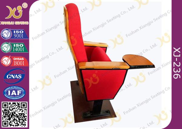 Oak Wood Armrest High Impact Folding Metal Legs Audience Seating 5 Years Warranty