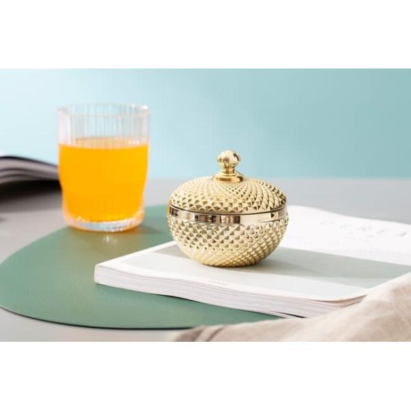 5 Ounces Mini Clear Glass Storage Jar Gold Plated Machine Pressed For Cube Sugar